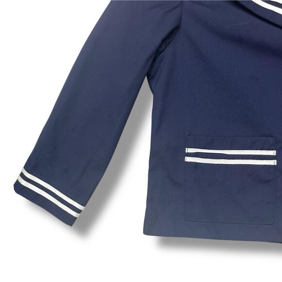 Vtg Goodlad Jacket Nautical Sailor Coastal Shirt Baby Coat Navy Blue White Sz 2T - Picture 6 of 13